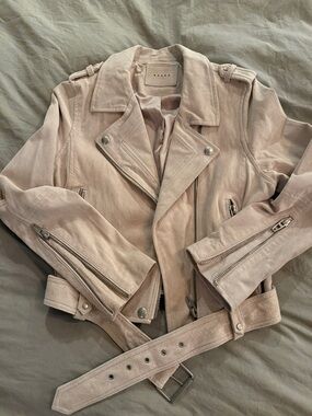 Blank NYC Light Beige Suede Moto Jacket